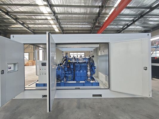 İyi bir fiyat. 400KW Yuchai Motor Yağmurluk Ses Yalıtımlı Konteyner Tipi Açık Sessiz Biyokütle Doğal Gaz Jeneratör Seti çevrimiçi
